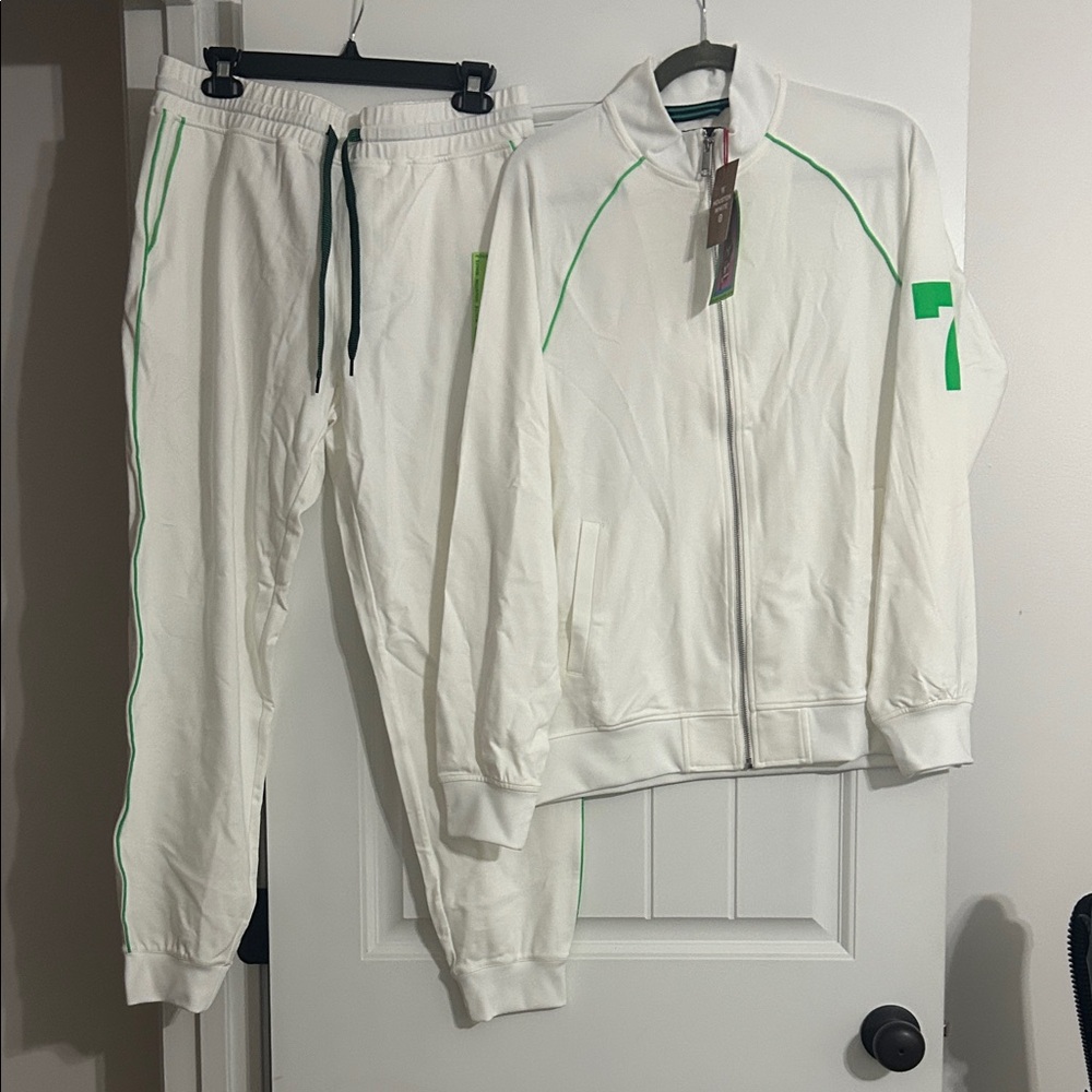 Houston White Tracksuit with Green Accents size M (Medium)